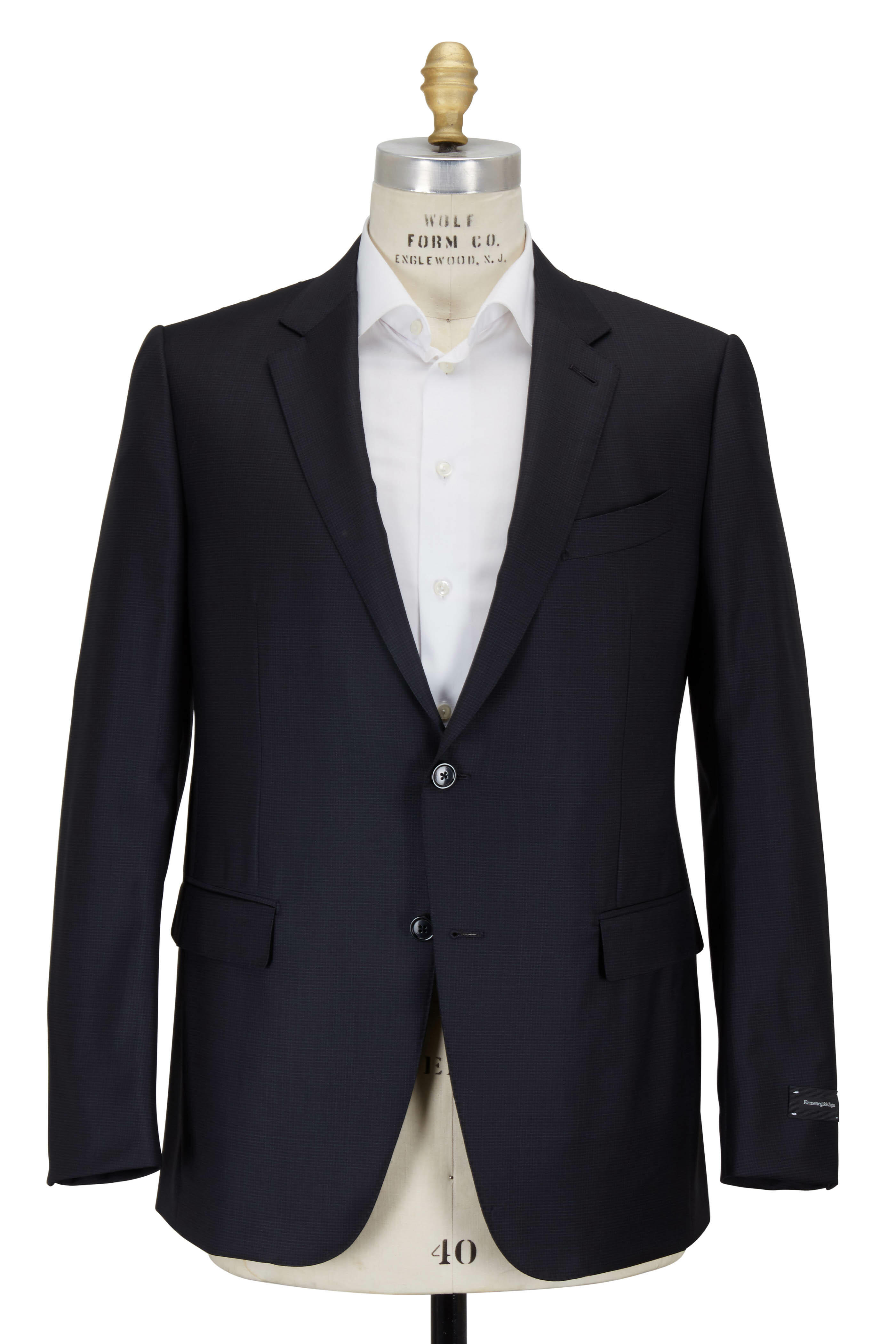 Zegna - Charcoal Gray Mini Check Wool & Silk Suit