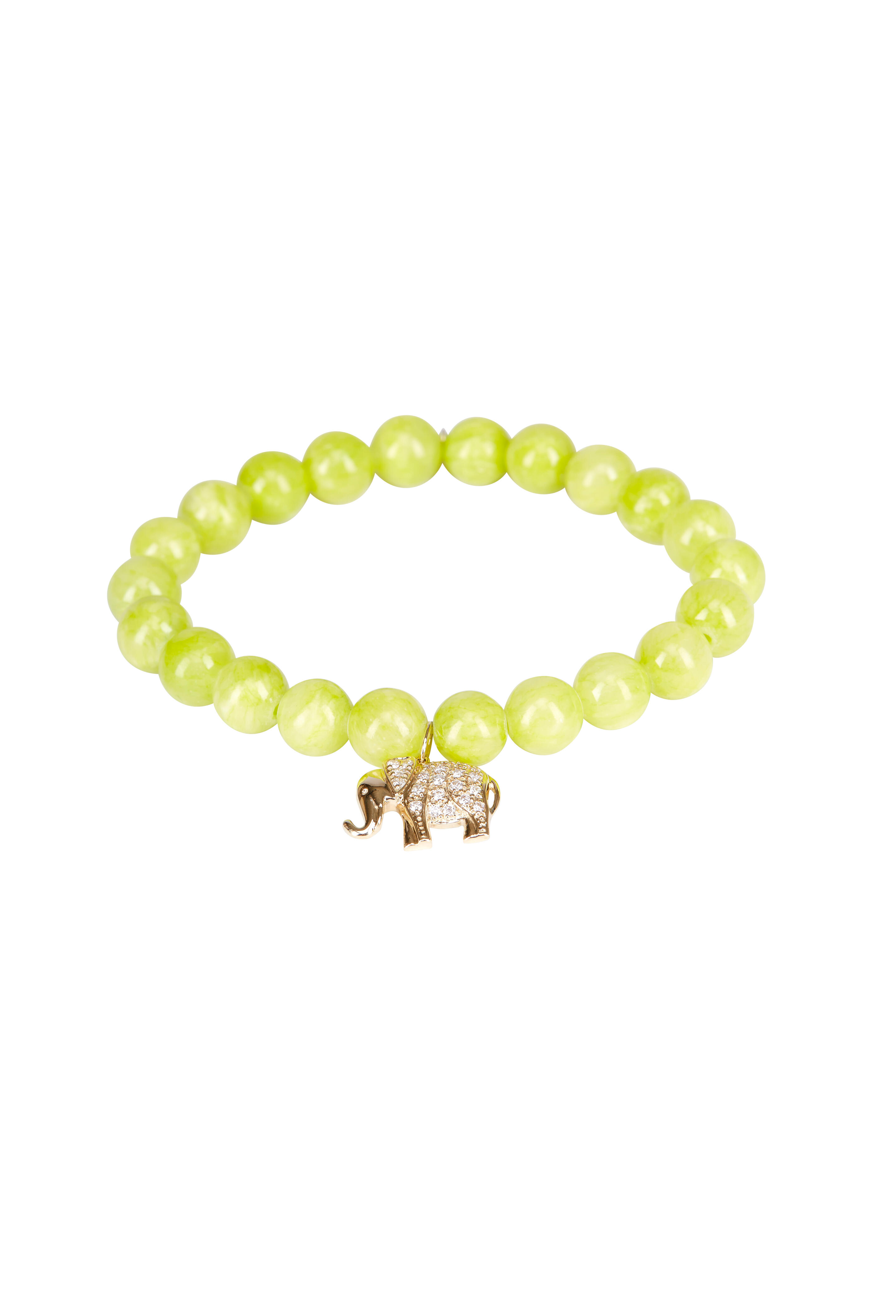 Sydney Evan - Lime Jade Diamond Elephant Charm Bracelet