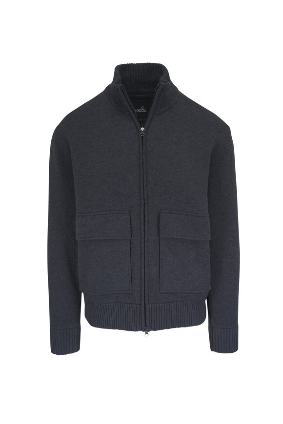 WAHTS Anthracite Cotton & Wool Full Zip Padded Jacket - view 1