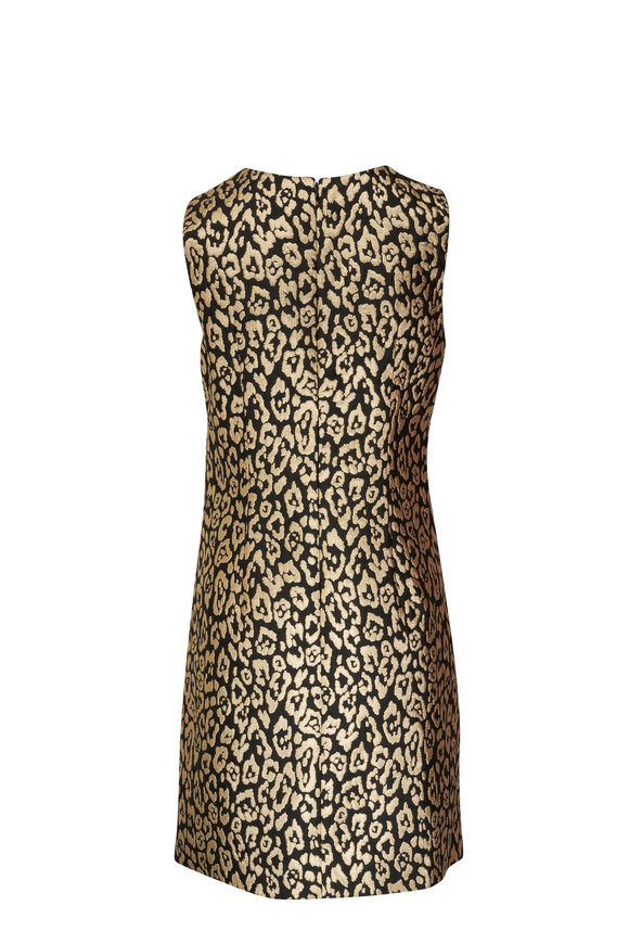 Carolina Herrera - Metallic Leopard Print Jacquard Shift Mini Dress