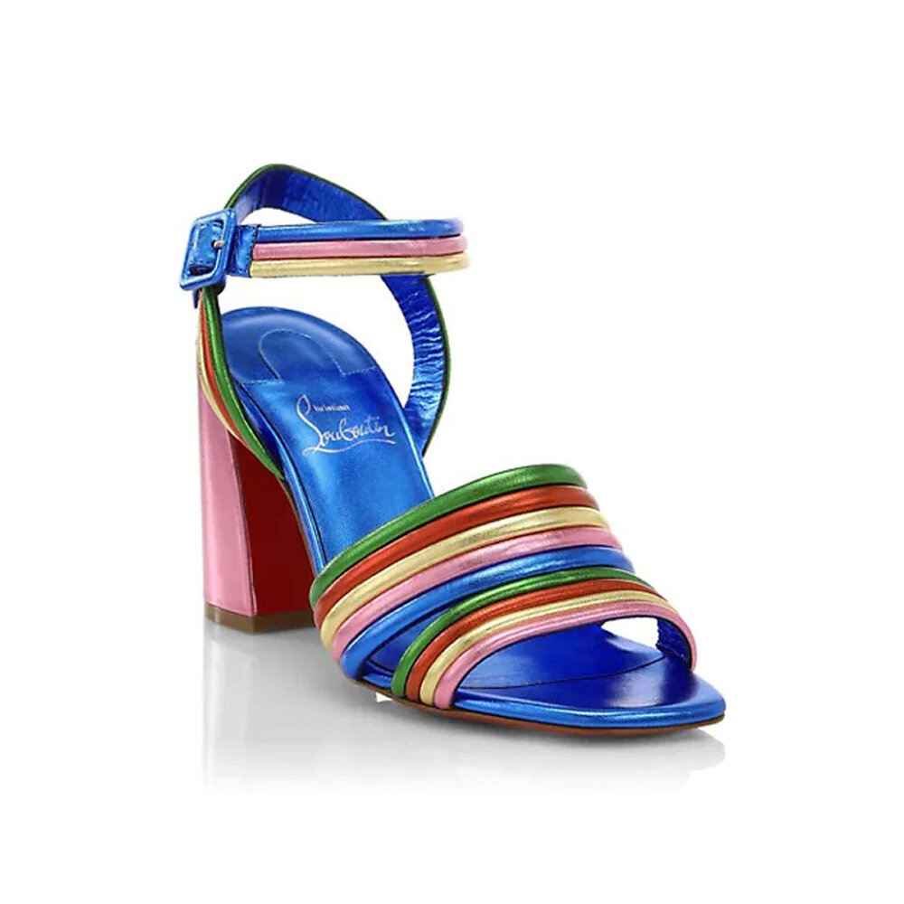 Christian Louboutin マルチカラー サンダル 36 Miss Jane Sandal - 85 mm Sandals - 'Flower' printed crepe