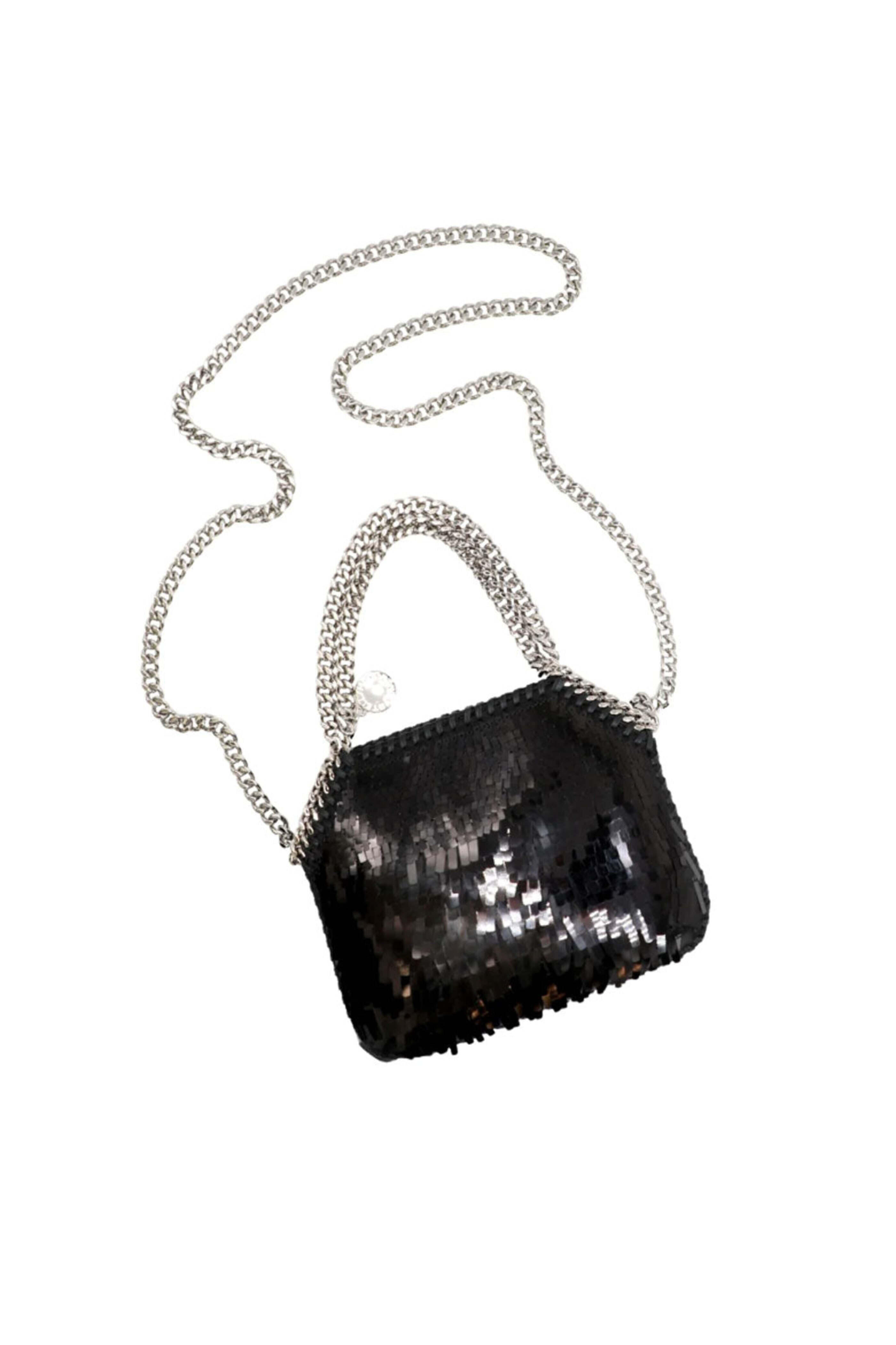 Stella McCartney - Mini Falabella Sequined Shoulder Bag in Black