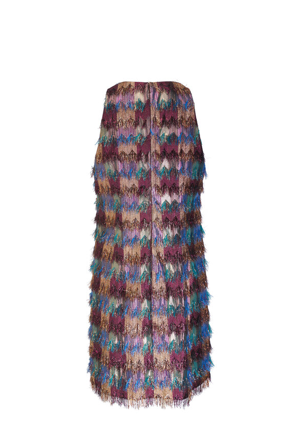 Lela Rose - Metallic Fringe Sleeveless Tunic Dress