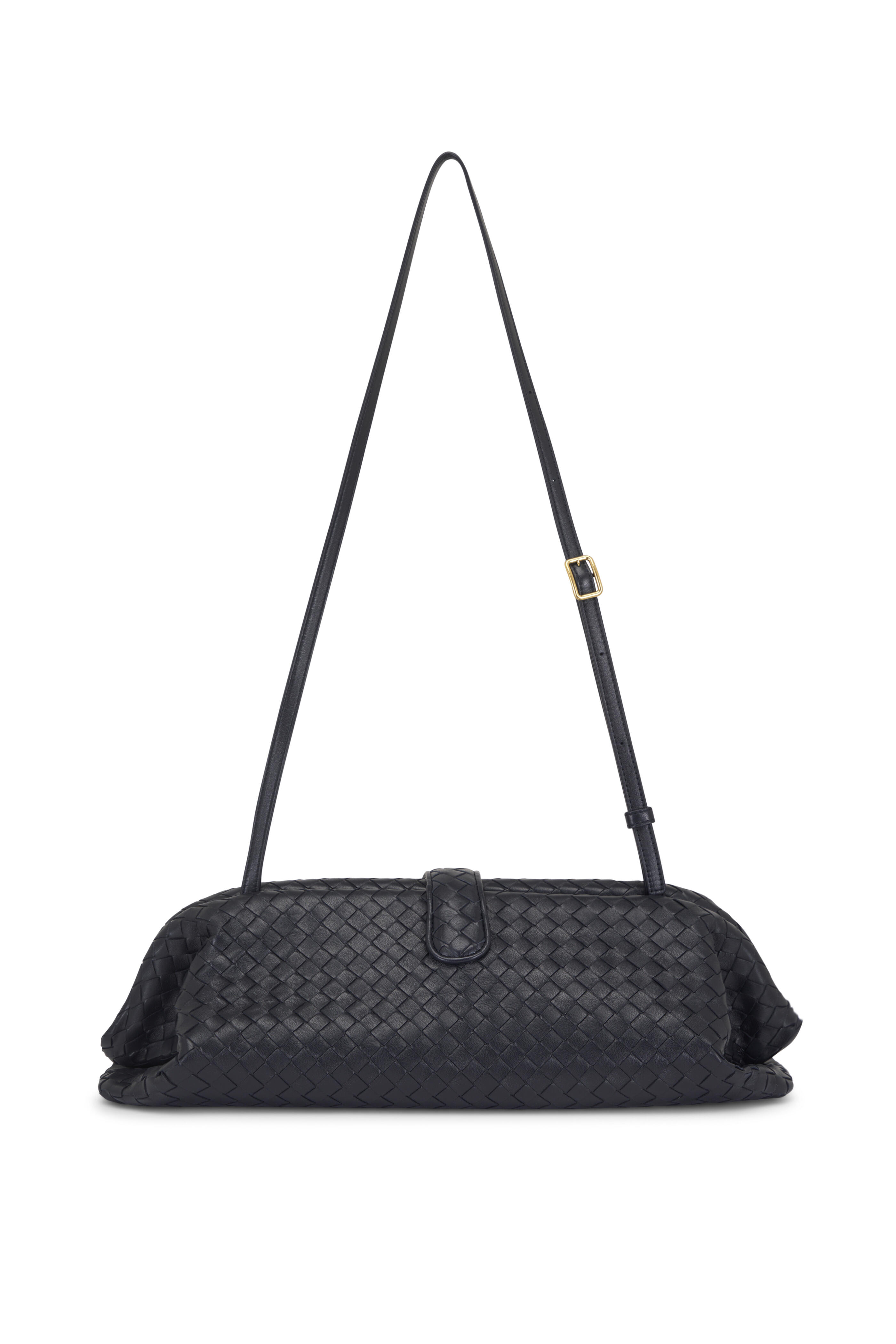 Bottega Veneta - Lauren 1979 Midnight Intrecciato Leather Clutch