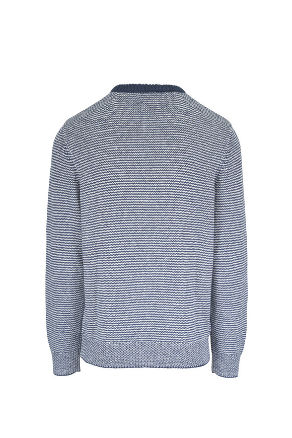 Faherty Brand Heirloom Ivory & Navy Crewneck Sweater - view 4