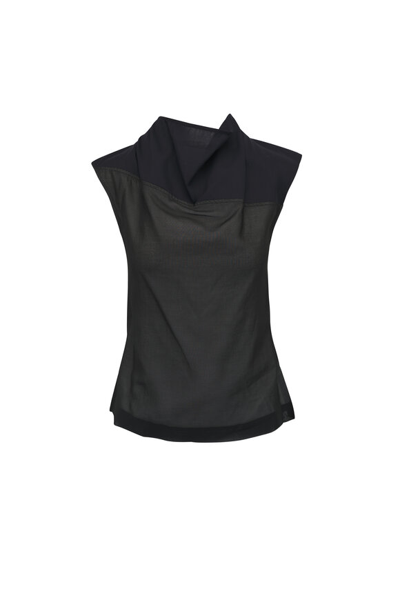 KZ_K Studio Antibes Black Fold Neck Top