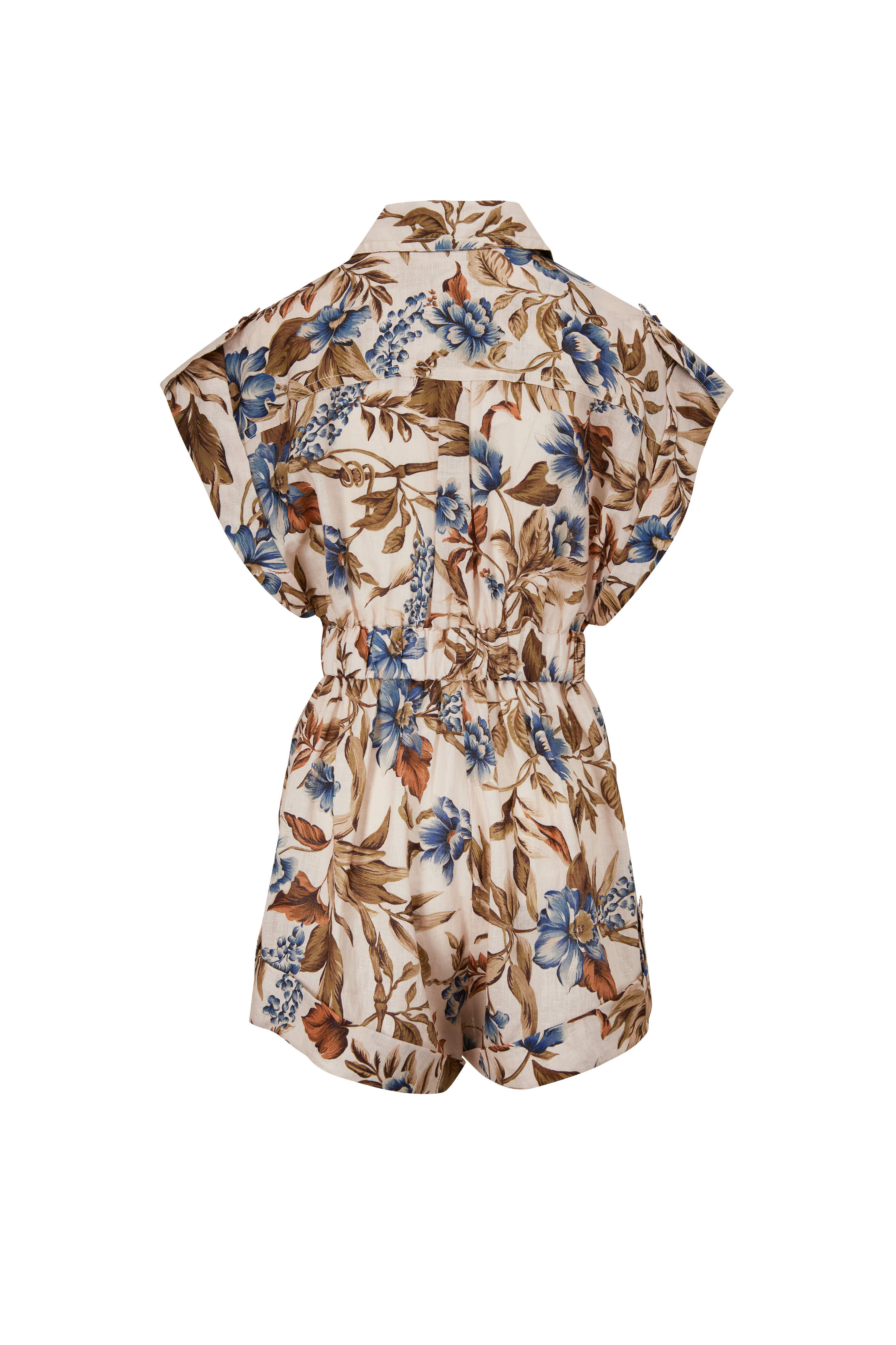 Zimmermann - Aliane Khaki Floral-Print Belted Playsuit