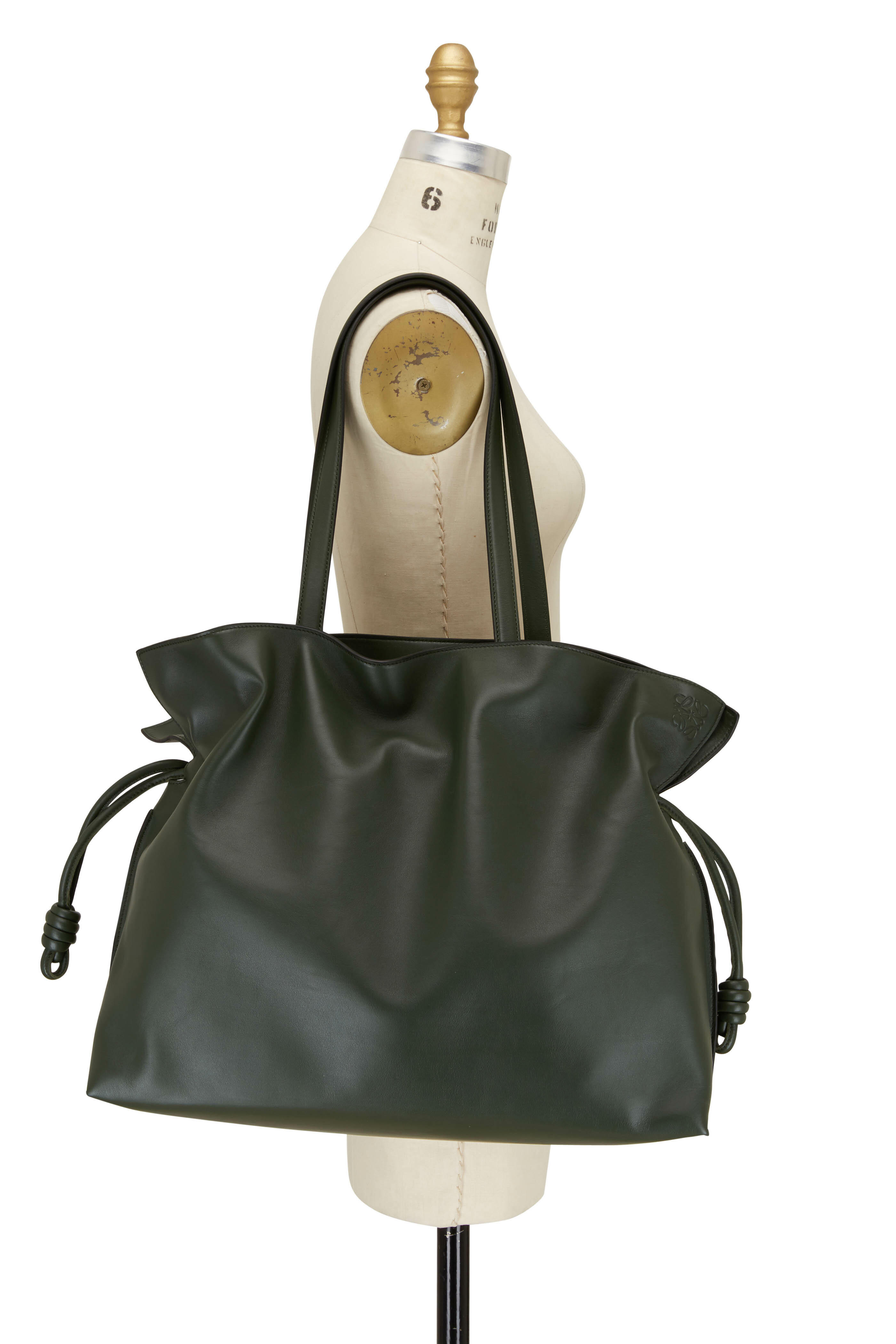.　LOEWEバッグ Loewe - Flamenco Vintage Khaki Leather XL Tote | Mitchell Stores