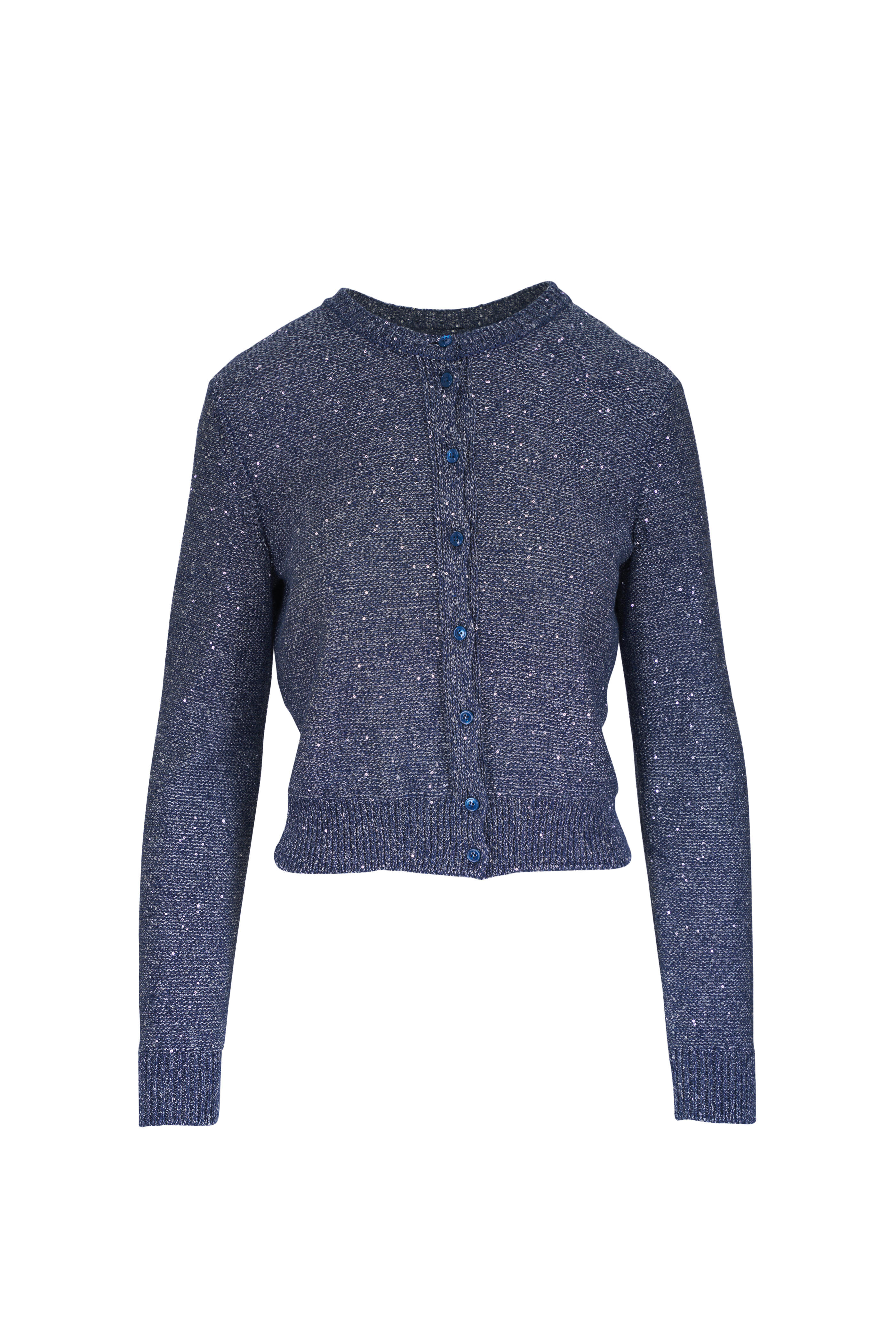 Akris - Blue Gray Sequin Embellished Cardigan