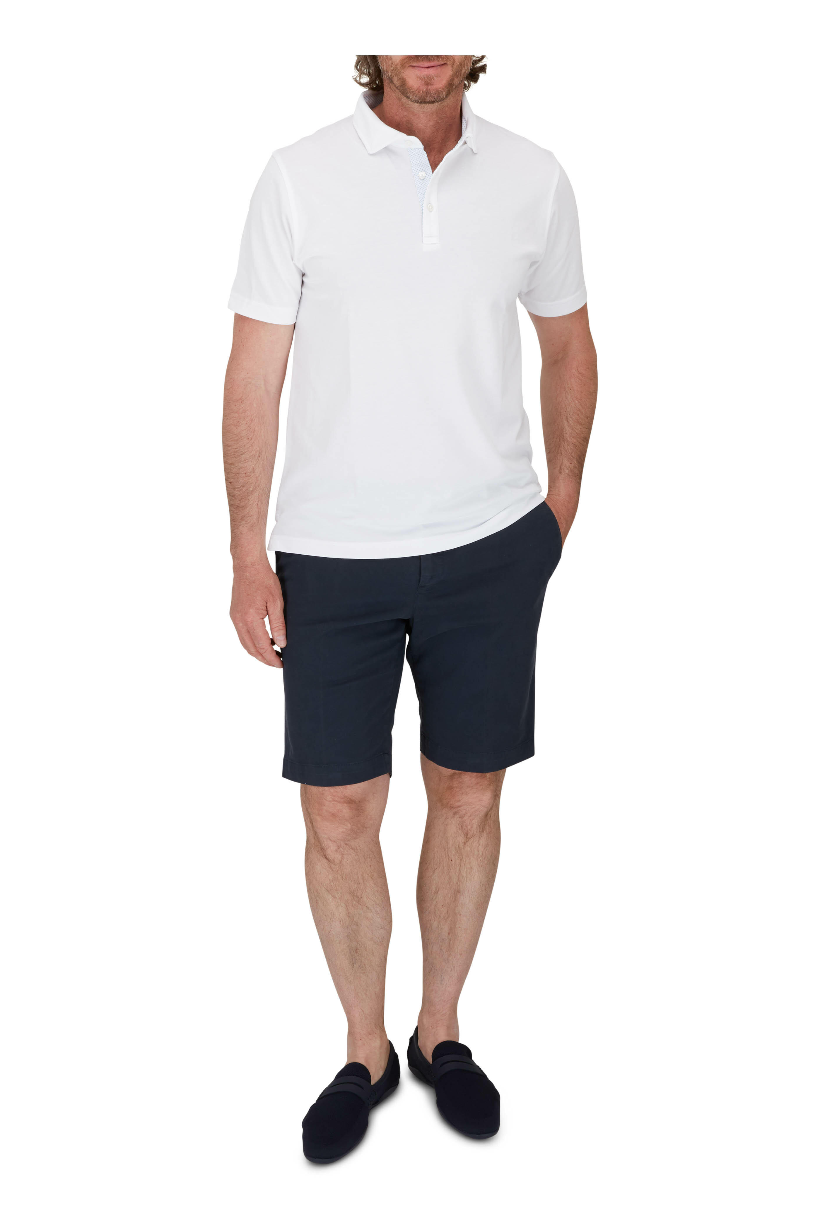 PT Torino - Navy Blue Cotton Stretch Shorts