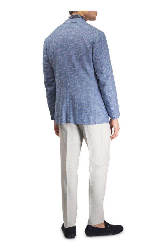 Isaia Ice Blue Textured Sportcoat - view 4