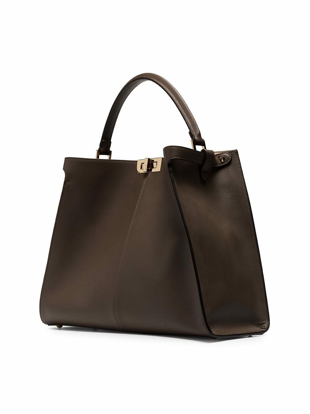 Fendi - Peekaboo X-Lite Brown Leather Large Tote