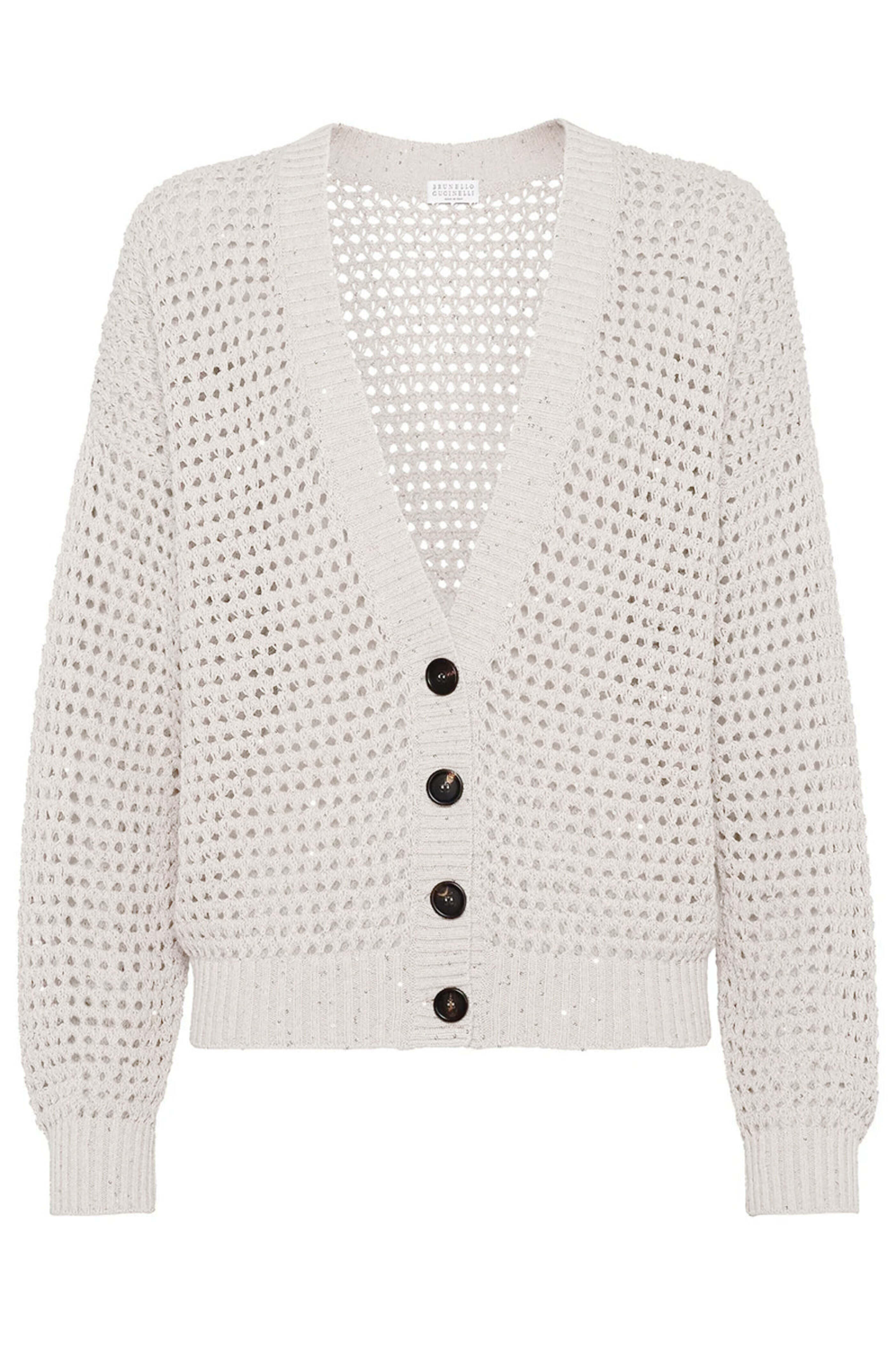 Brunello Cucinelli - White Diamante Knit Cardigan