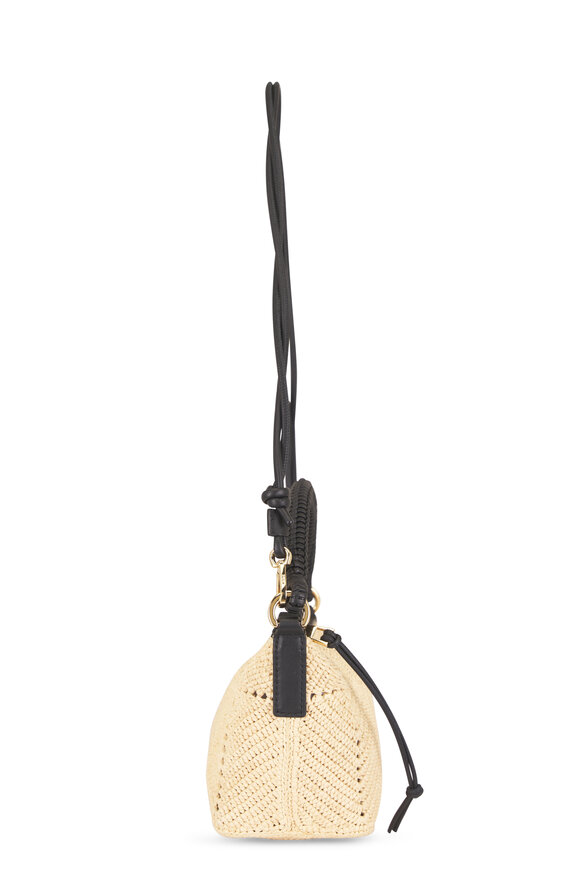 Loewe Cala Black Leather & Raffia Top Handle Bag - view 4