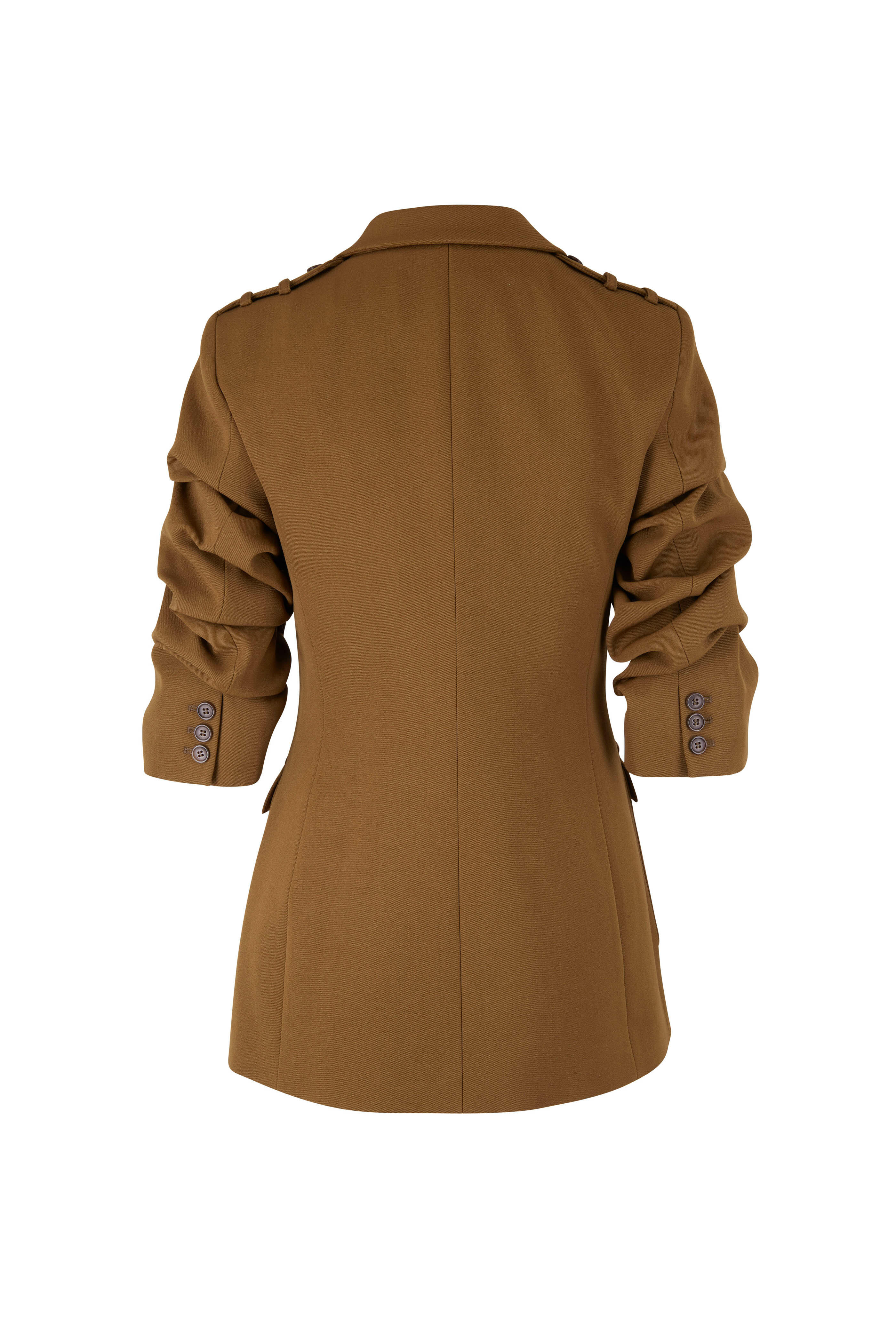 Michael Kors Collection - Cate Olive Green Crushed Sleeve Jacket