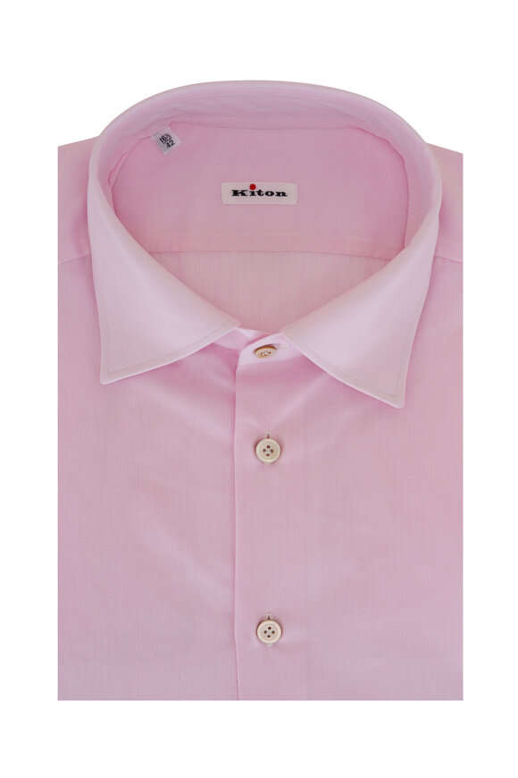 Kiton Pink Micro-Striped Cotton Dress Shirt 