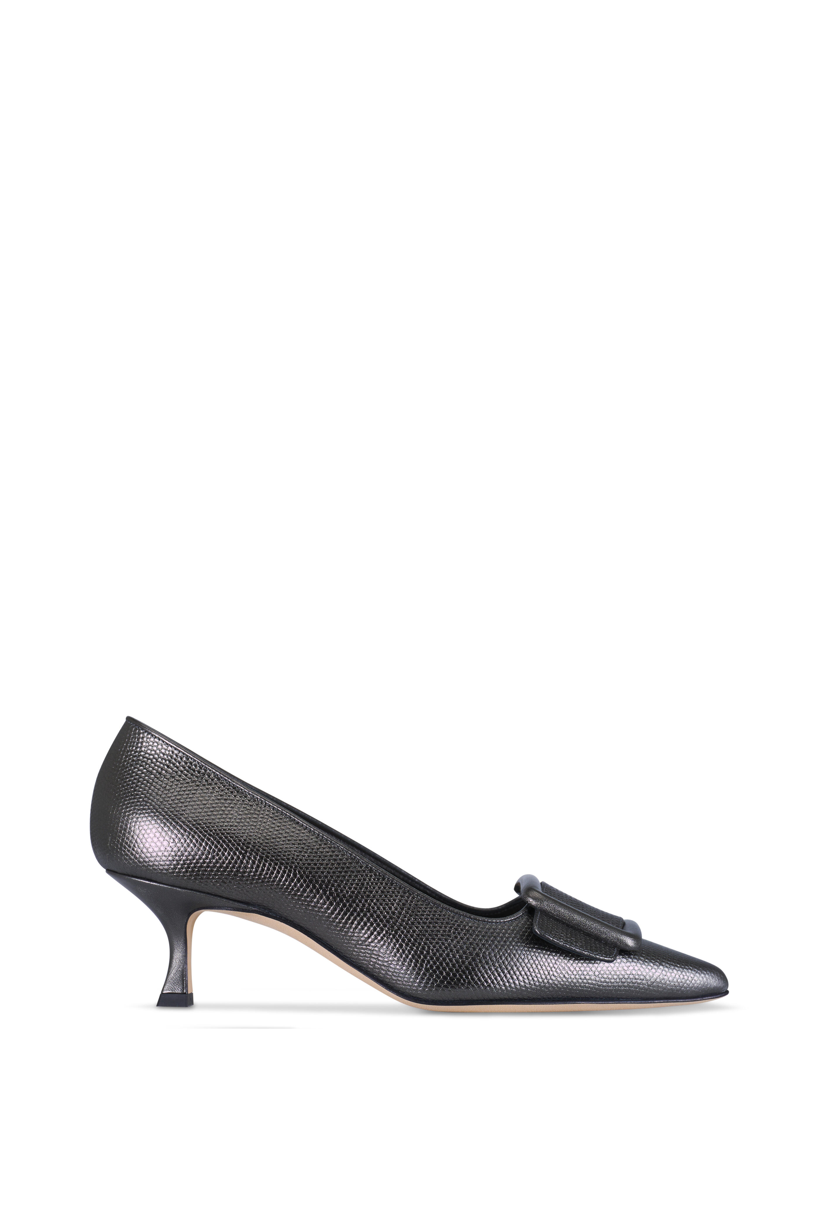Manolo Blahnik - Maysale Graphite Embossed Leather Pump, 50mm