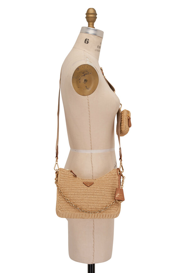 Prada - Re-Edition Natural Raffia Crochet Shoulder Bag 