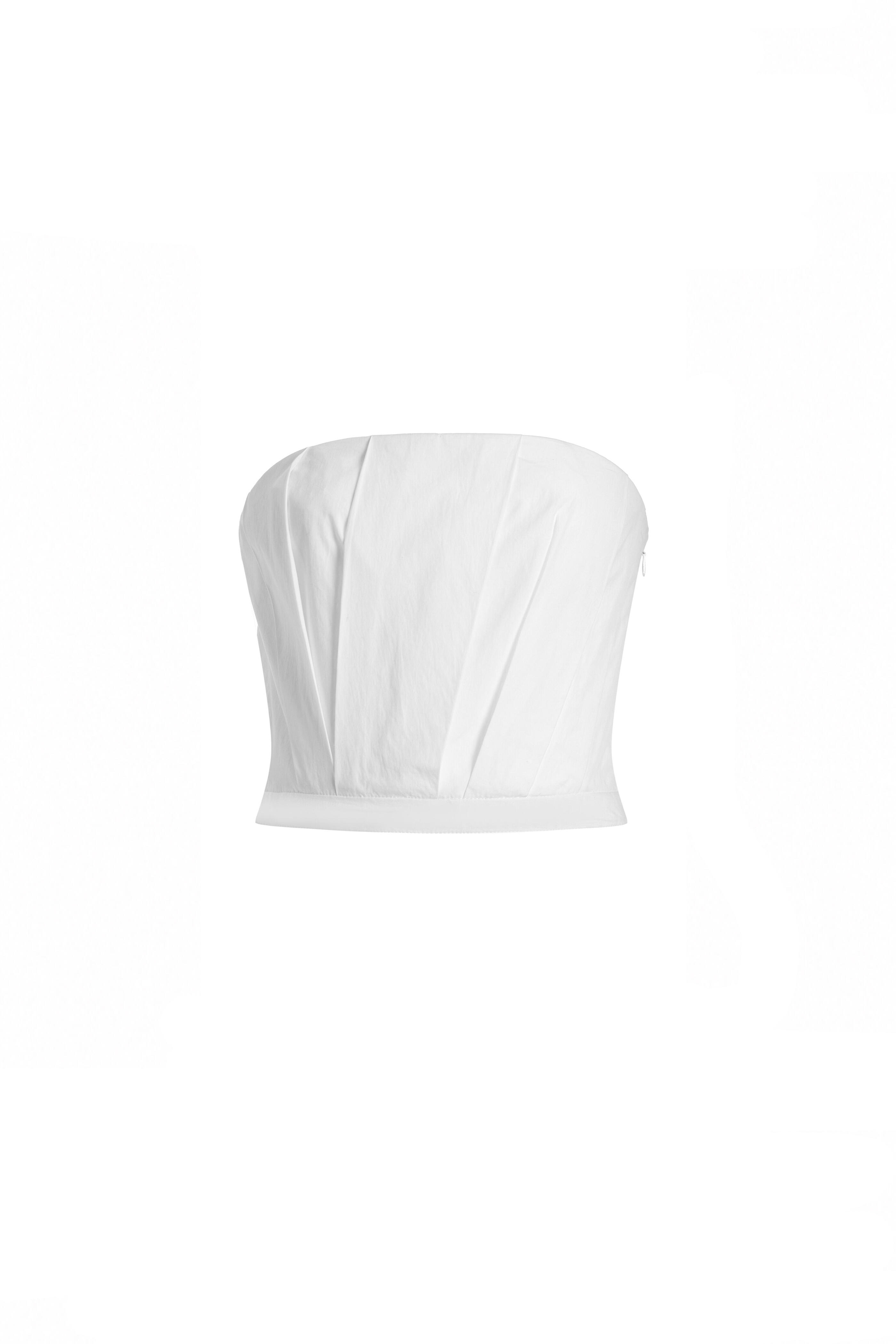 TWP - White Cotton Pleated Bustier Strapless Top - view 1