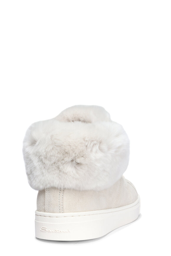 Santoni DBS Taupe Shearling High Top Suede Sneaker - view 3
