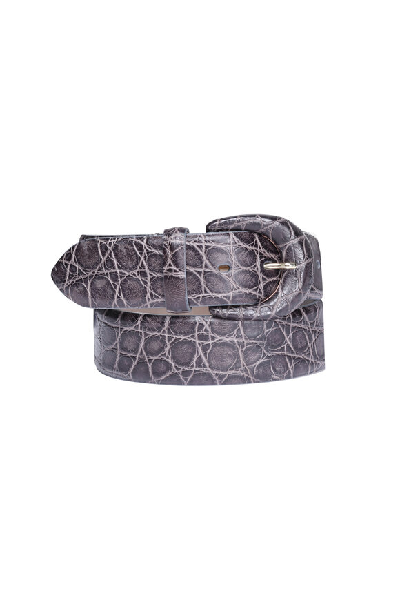 Tardini Medium Crocodile Belt in Dark Grey