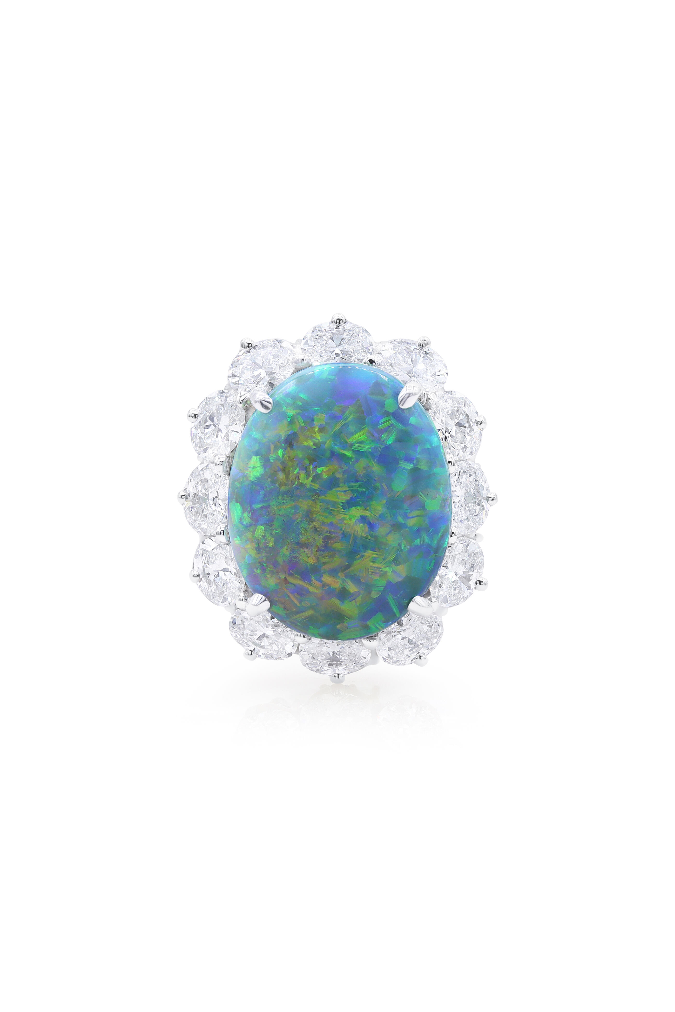 Oscar Heyman - Platinum Australian Black Opal Entourage Ring - view 1
