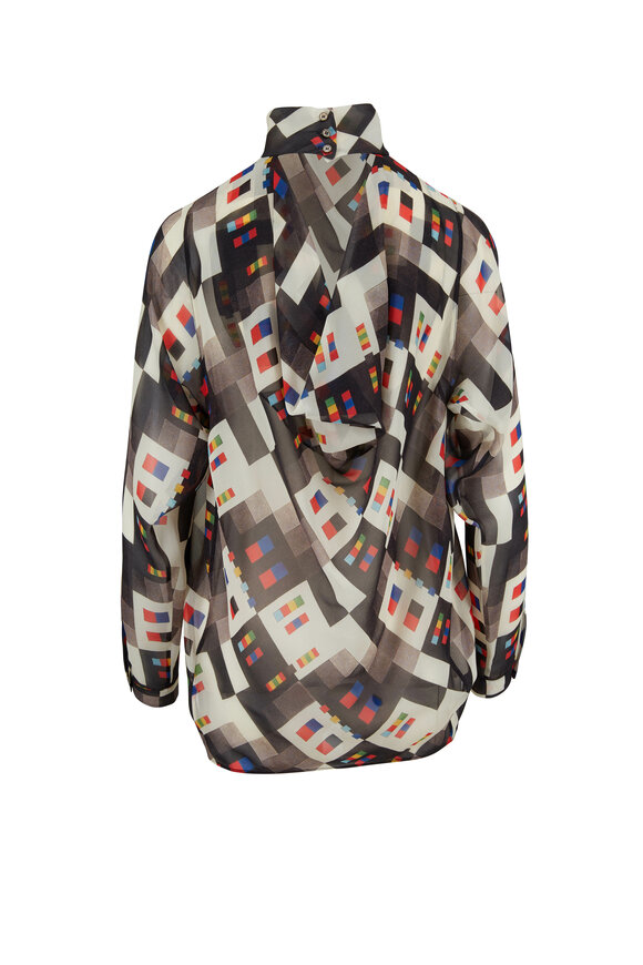 Akris - Multicolor Colorama Print Silk Blouse