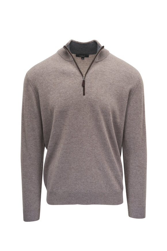 Kinross Seal Suede Trim Quarter Zip Pullover