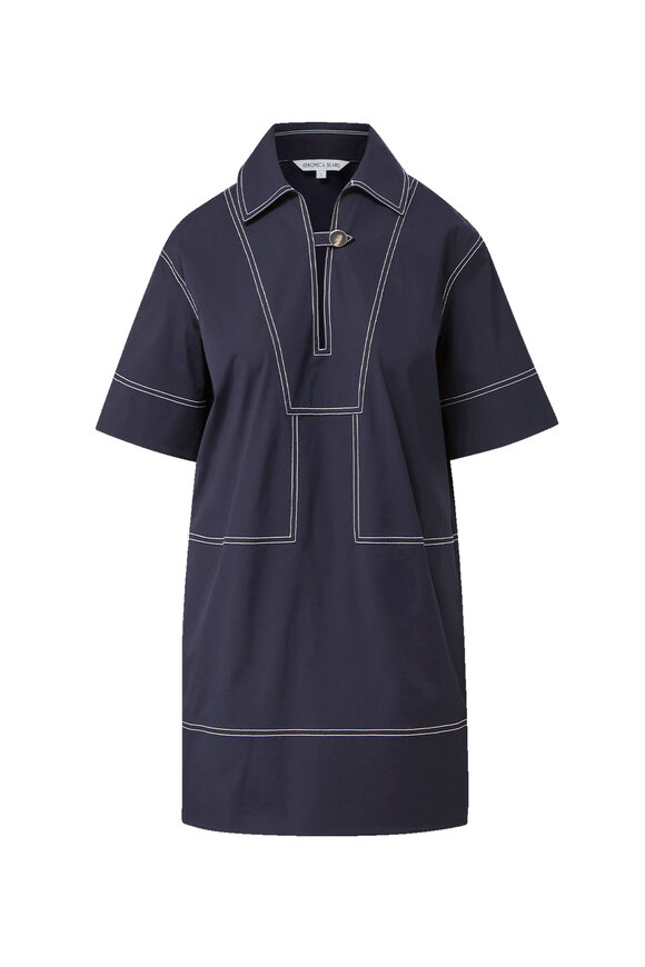 Veronica Beard Phelix Navy Stretch Cotton Mini Dress - view 7