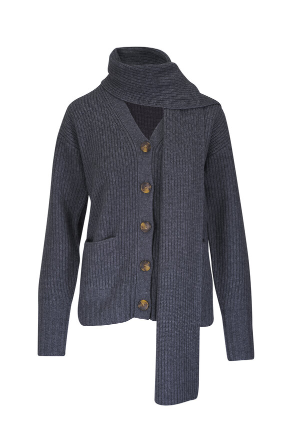 Veronica Beard Annalise Charcoal Merino Wool & Cashmere Cardigan