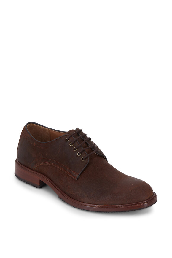 Trask - Landry Brown Waxed Suede Derby Shoe