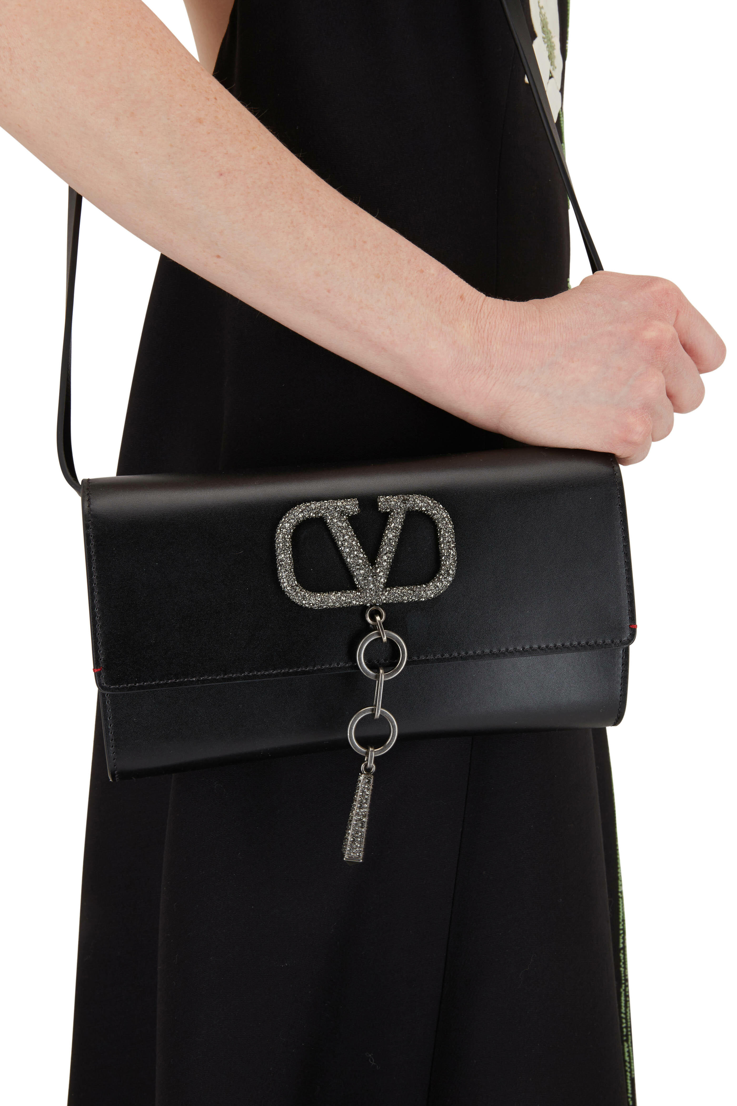 Valentino Garavani - VCase Black Leather Crystal Embellished