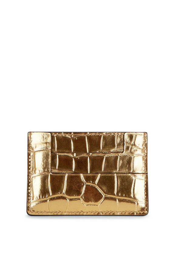 Tom Ford - Gold Metallic Croc Embossed Leather Card Case