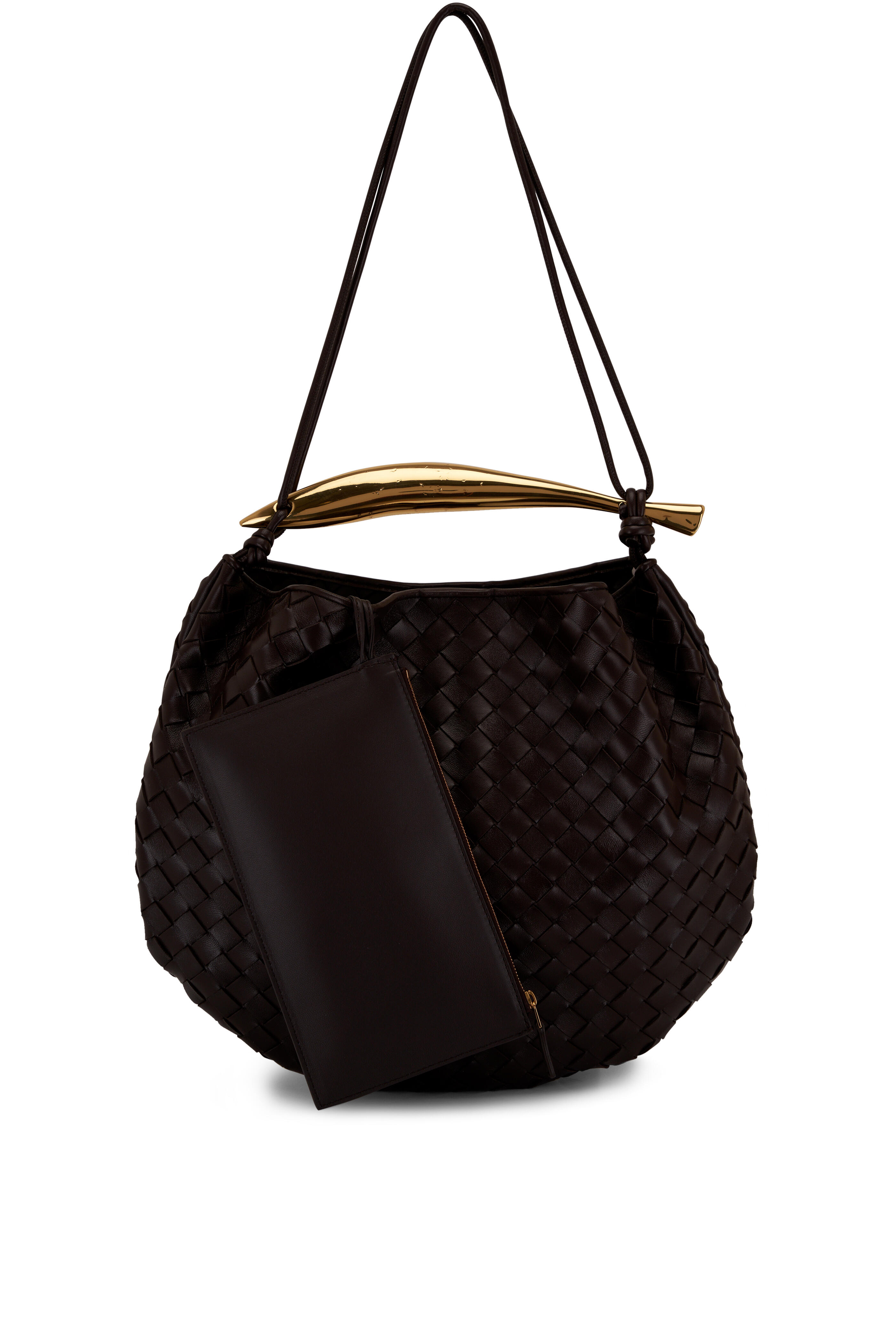 Bottega Veneta Sardine Leather Top Handle Bag In Travertine