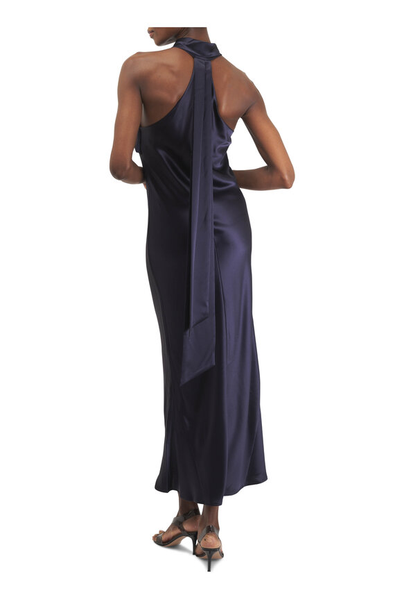 Galvan Cropped Pandora Midnight Satin Dress - view 4