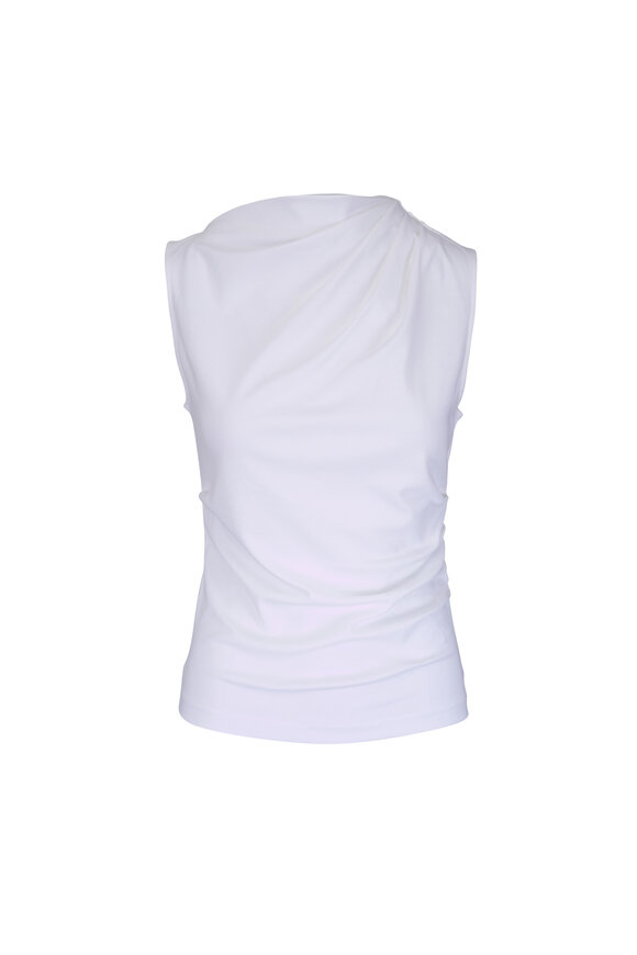 Vince Optic White Cotton Draped Sleeveless Top - view 1