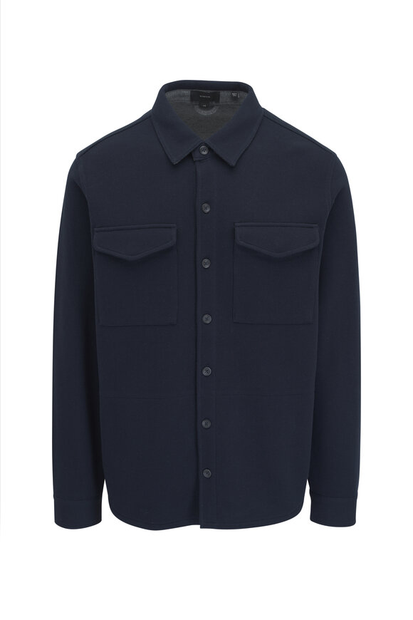 Vince - Coastal Blue & Gray Double-Knit Piqué Shirt Jacket