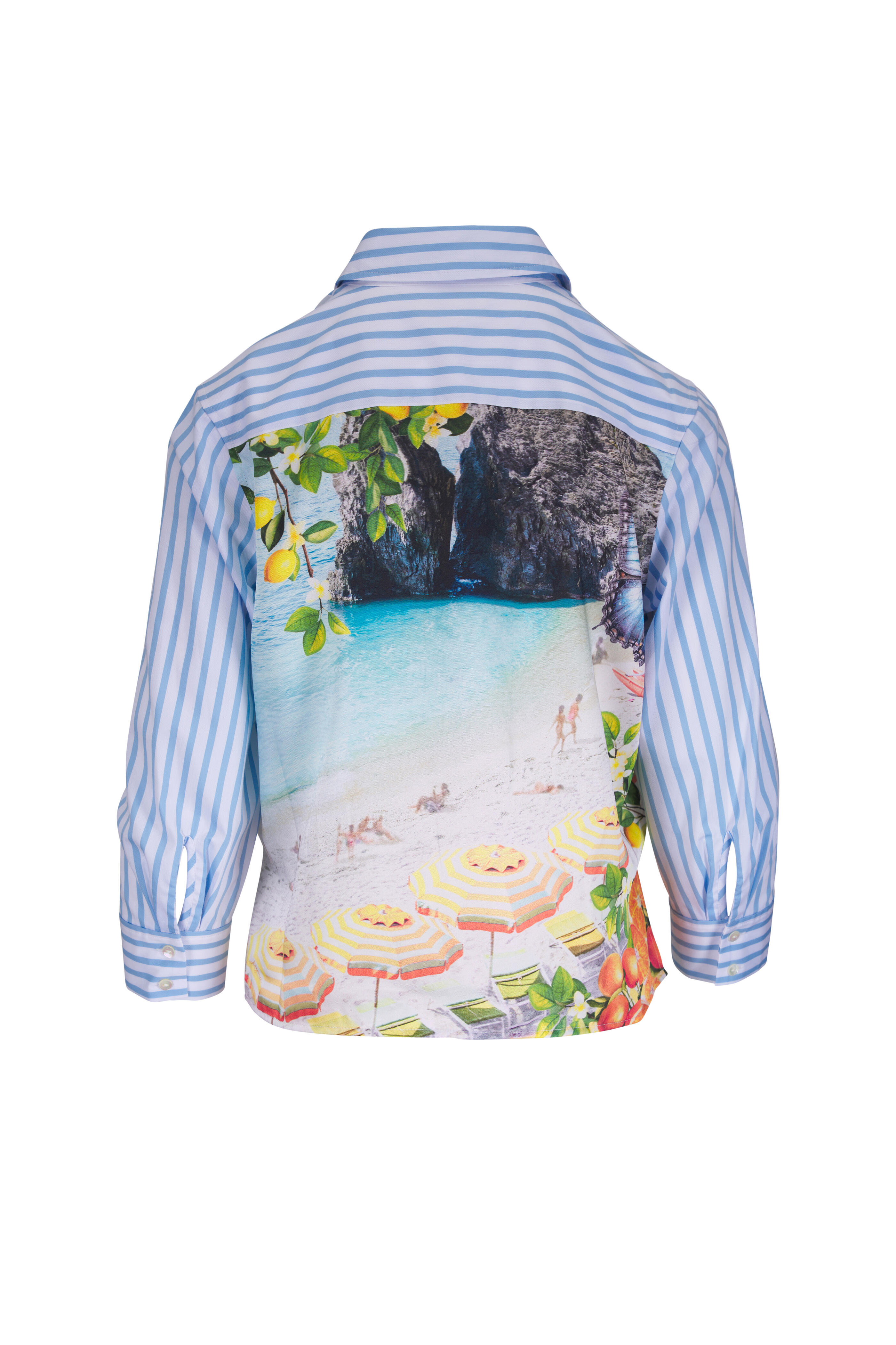 L'Agence - Fawn Multi Beach Print Button Up Shirt - view 2