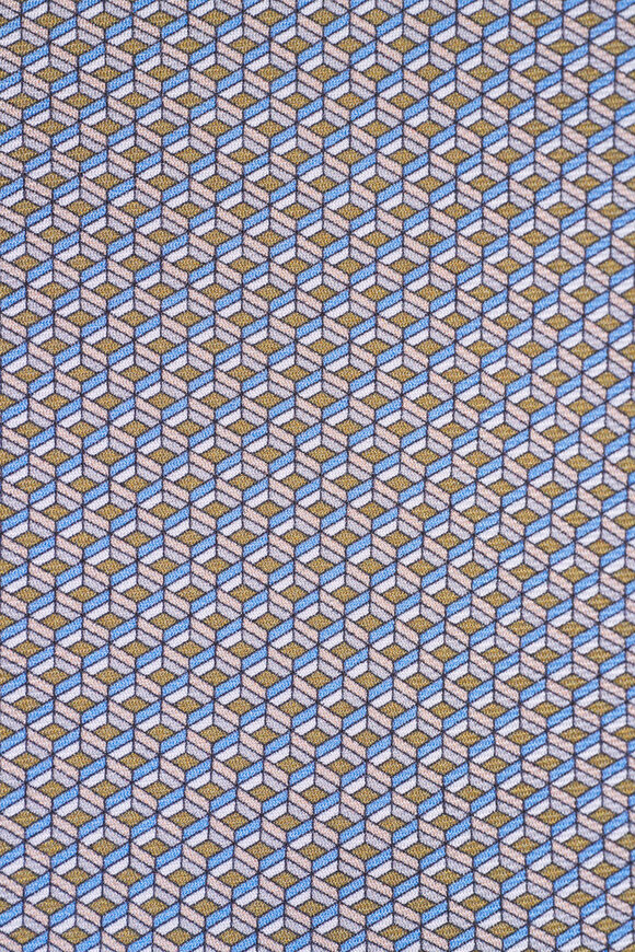 Eton Beige Geometric Print Silk Necktie - view 2