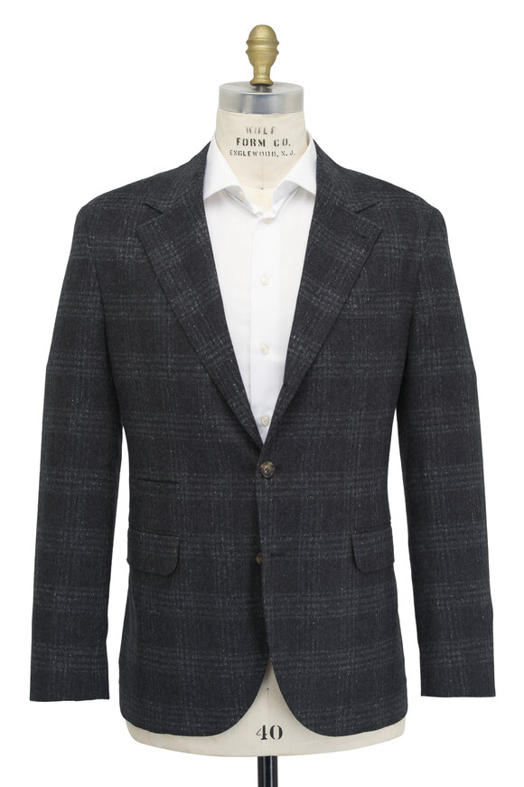 Brunello Cucinelli - Charcoal Plaid Leisure Silk & Wool Suit 