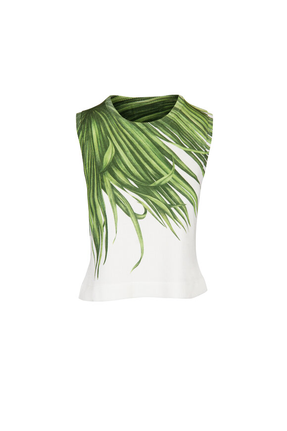 Oscar de la Renta Printed Palm Tree Knit Tank - view 1