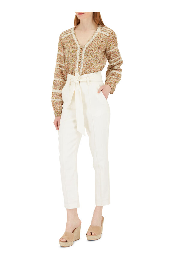 Veronica Beard - Clerence White Paper Bag Waist Pant