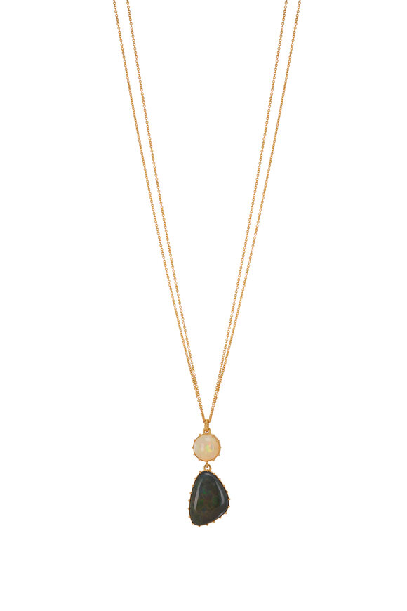 Renee Lewis Water & Black Opal Drop Pendant Necklace