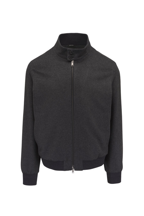 Zegna Elements Charcoal Oasi Cashmere Bomber Jacket
