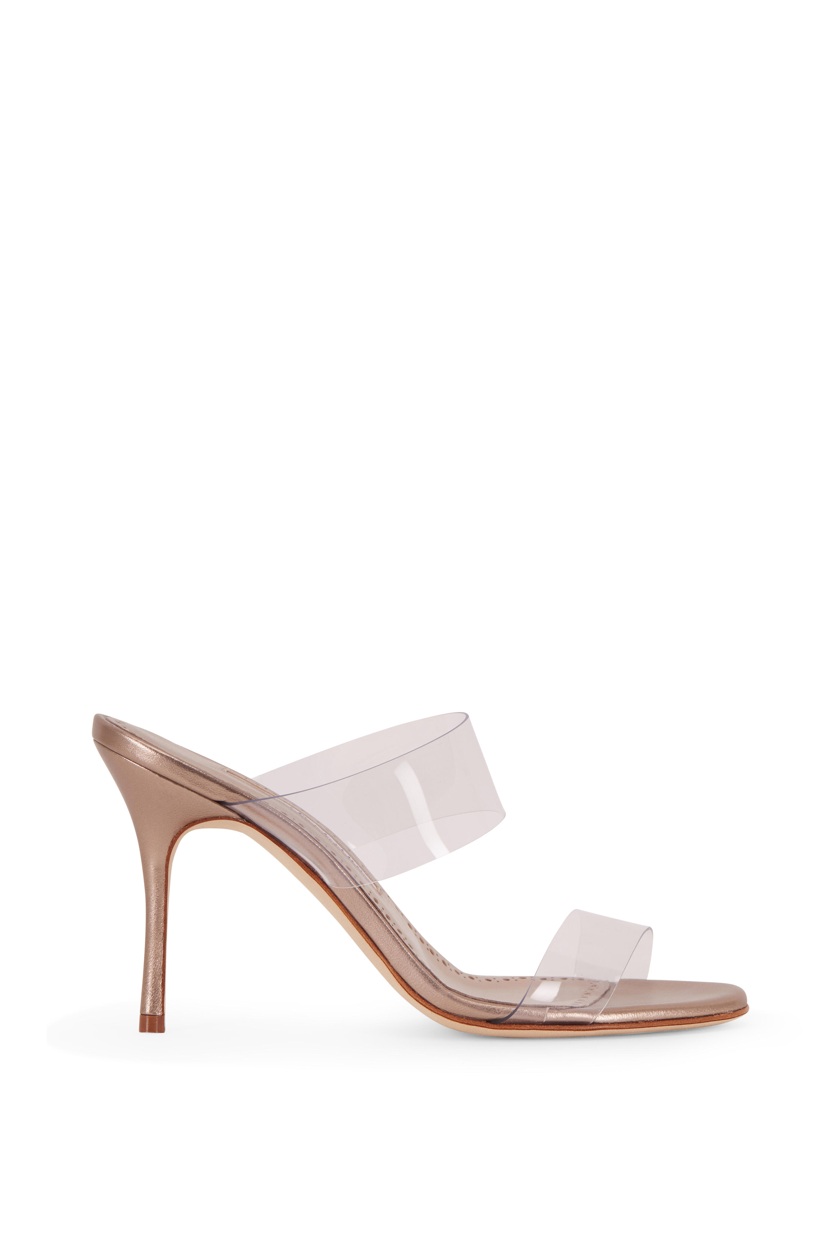 Manolo Blahnik - Scolto Gold Nappa & PVC Mule, 90mm