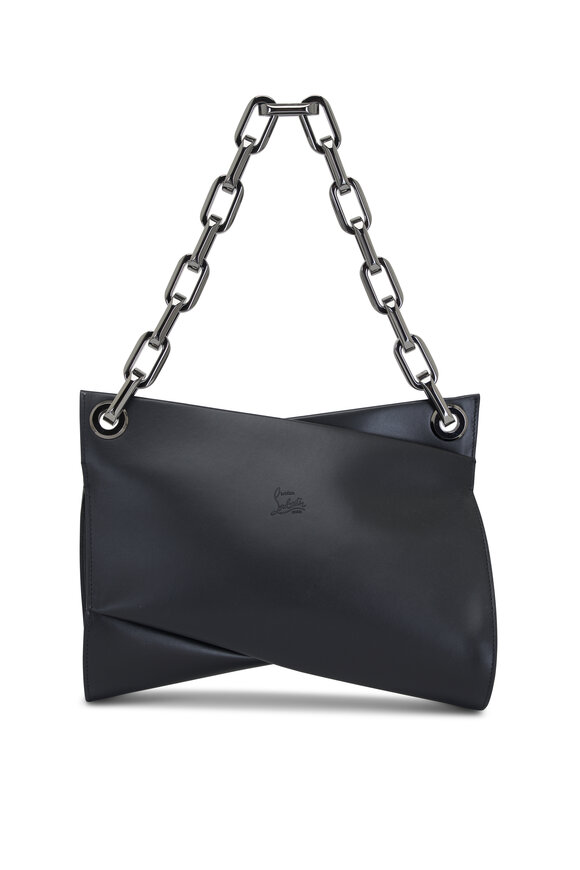 Christian Louboutin Loubitwist Black Leather Chain Shoulder Bag