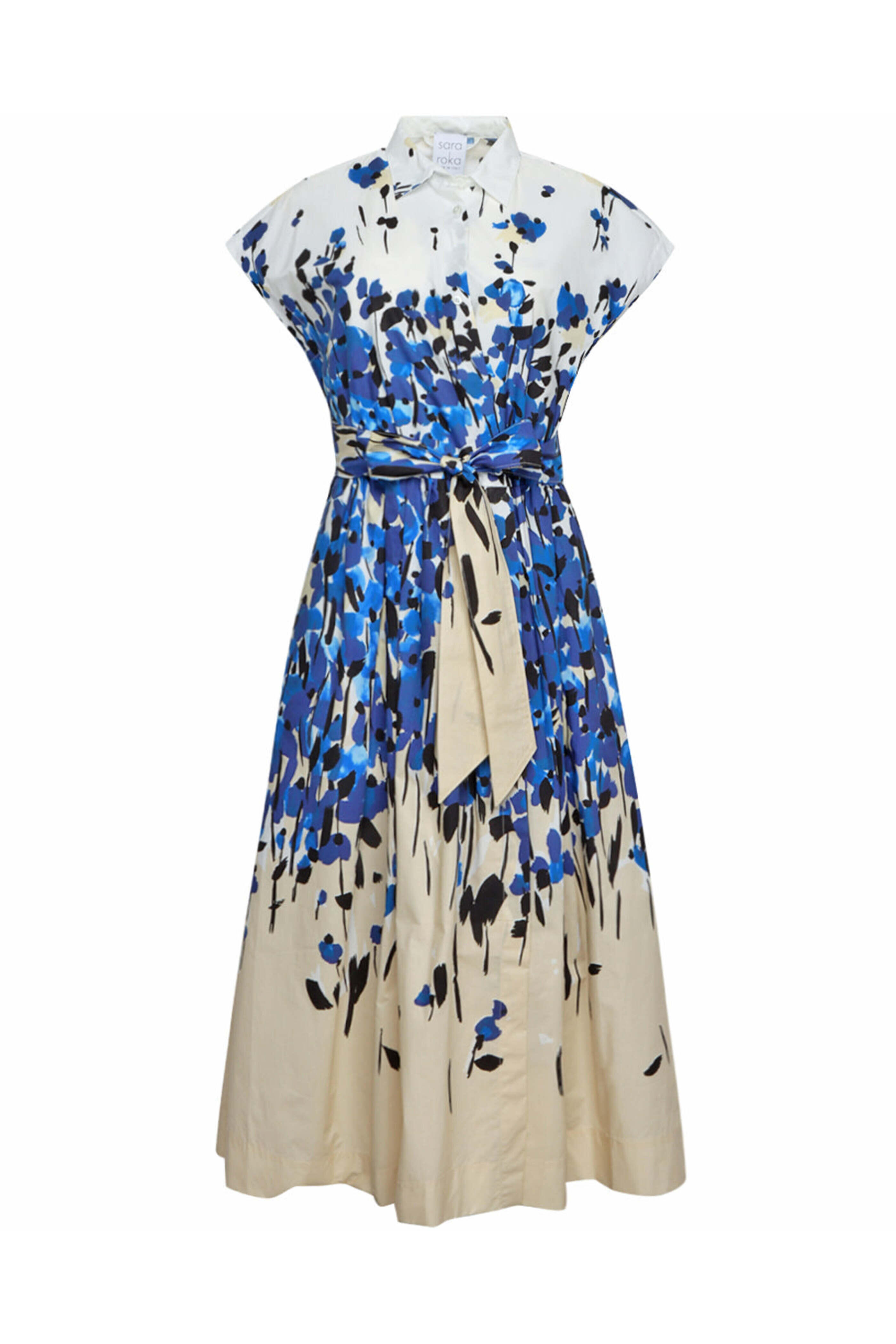 Sara Roka - Blue Garden Belted Jinny Shirtdress