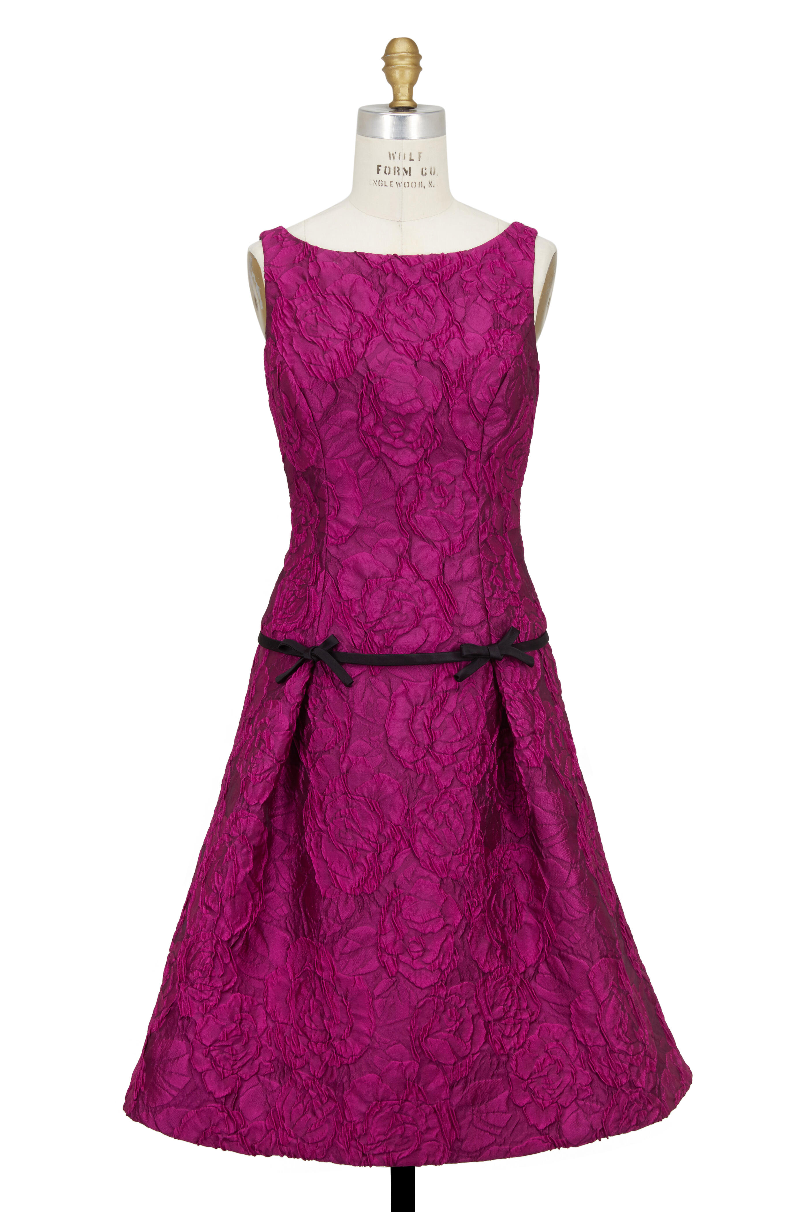 Donald Deal - Fuschia Silk Cloque Drop Waist Dress