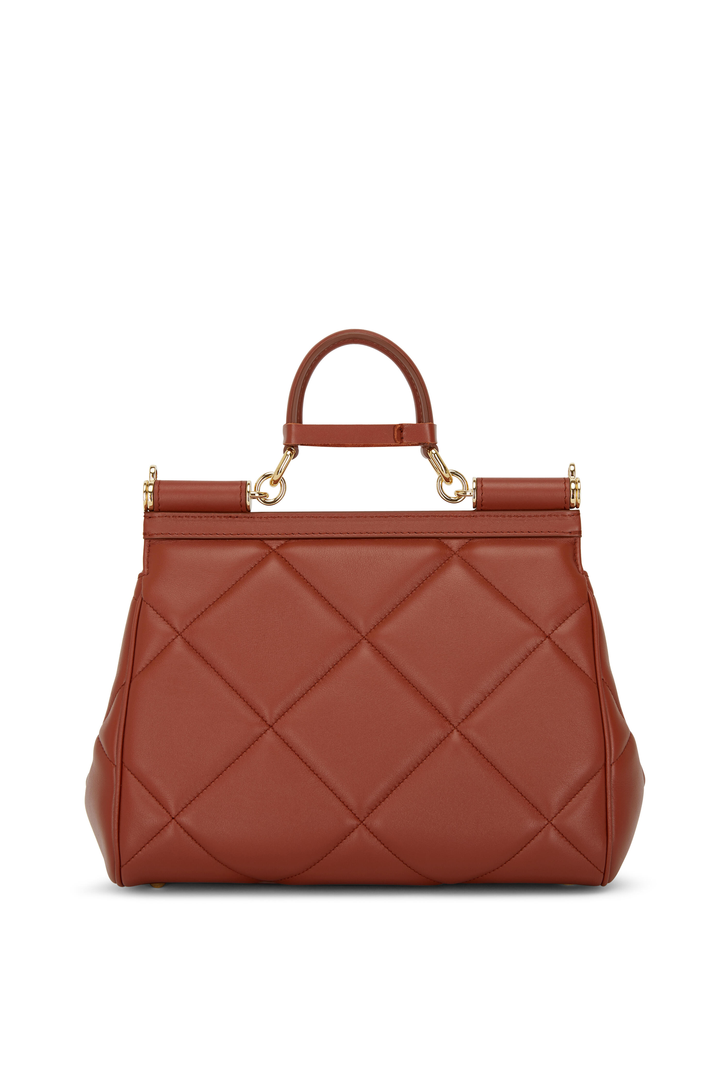 Dolce & Gabbana - Sicily Cognac Leather Essential Top Handle Bag