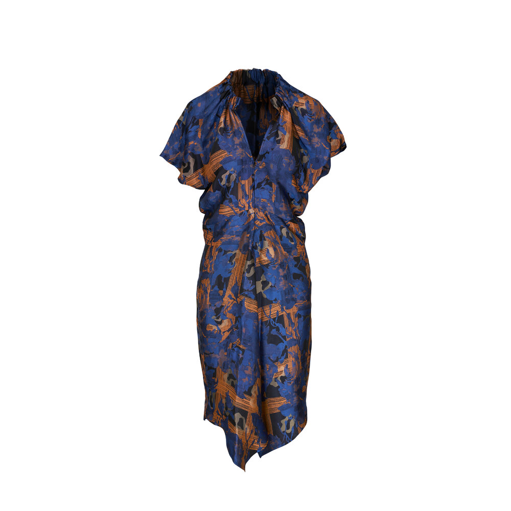 Zero + Maria Cornejo £492 Black Stretch Silk Collarless Shirt XXS/XS/S